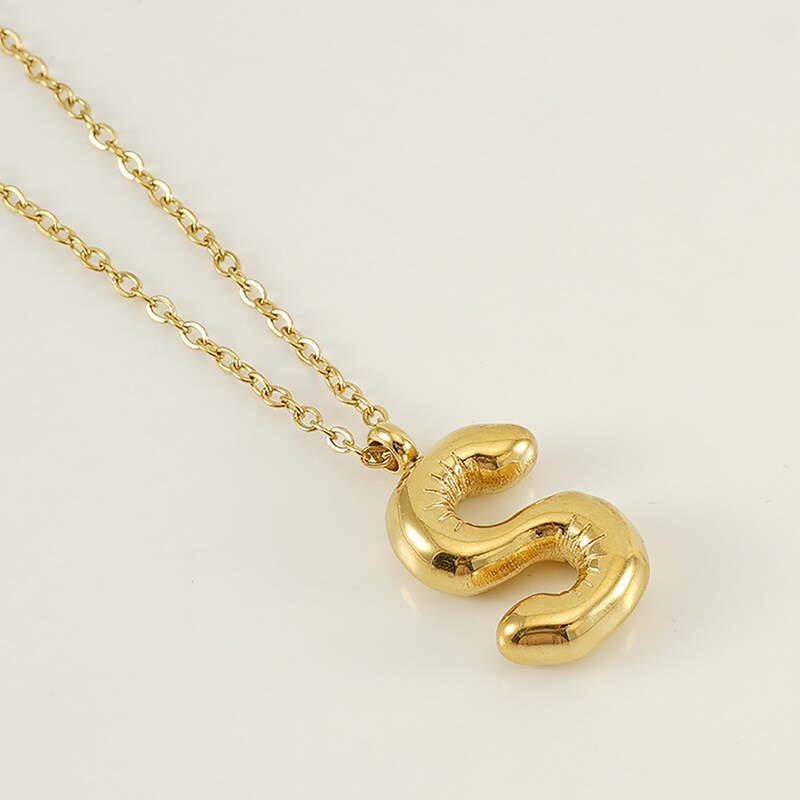 Gold color / 1 Piece Simple Series Simple Letter S Stainless Steel 18K Gold Plated Women's Pendant Necklaces Picture19